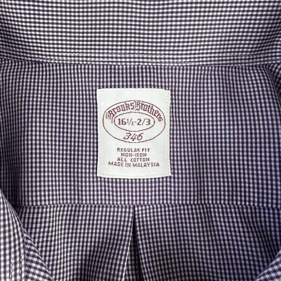 BROOKS BROTHERS 1818 Dress Shirt~Mens 16 1/2-36~Purple Gingham~Non-Iron Supima - Picture 5 of 7